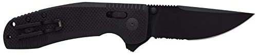 SOG - TAC Tactical XR Partially Serrated Pocket Knife, Blackout