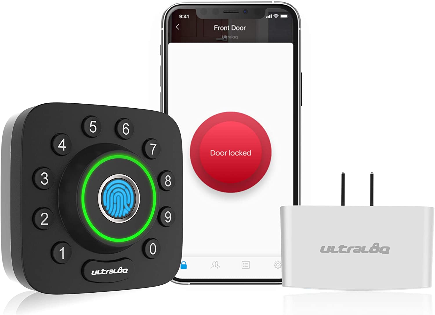 Ultraloq - U-Bolt Pro + Bridge WiFi Adaptor, 6-in-1 Keyless Entry Door Lock with WiFi, Bluetooth, Fingerprint and Keypad
