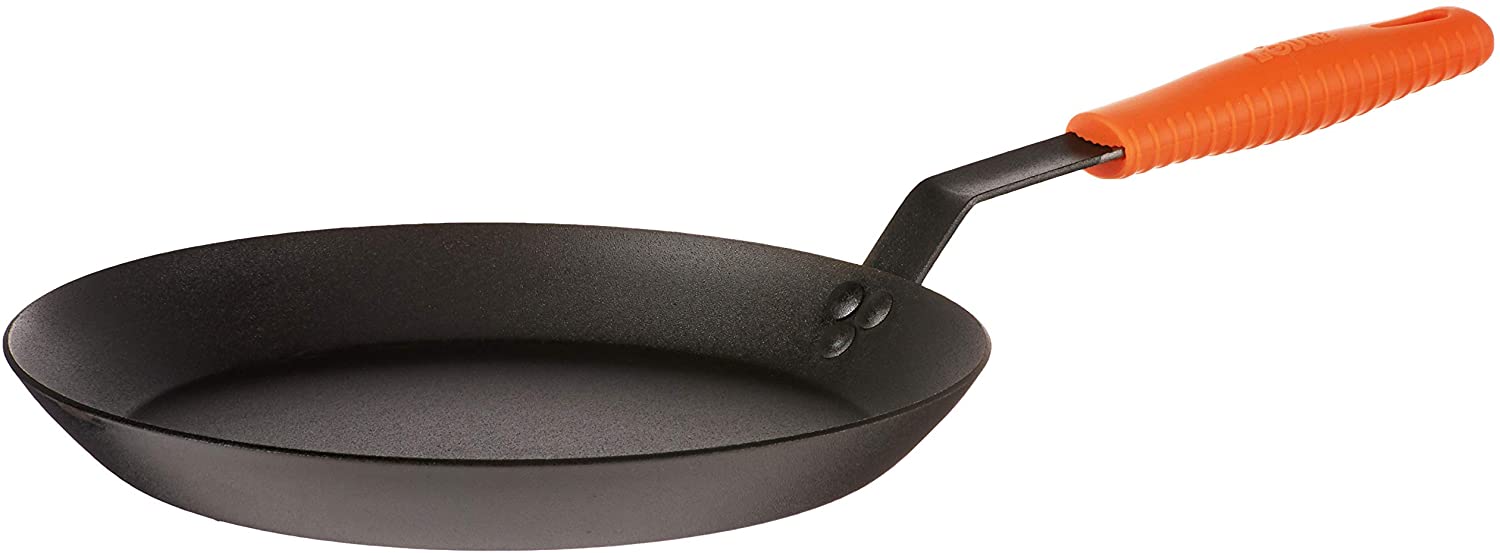 Lodge - 12 Inch Seasoned Carbon Steel Skillet With Orange Silicone Handle Holder