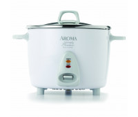 Aroma - 14 Cup White Simply Stainless Pot Style Rice Cooker