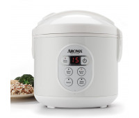 Aroma - 8 Cup White Cool Touch Digital Rice Cooker & Food Steamer