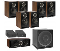 ELAC Debut Reference DB62 9.1 Channel Bookshelf Dolby Atmos Surround Sound Home Theater System with DA4.2 Atmos Speakers and Subwoofer SUB3010 - Black/Walnut