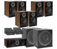 ELAC Debut Reference DB62 9.2 Channel Bookshelf Dolby Atmos Surround Sound Home Theater System with DA4.2 Atmos Speakers and Subwoofer SUB3010 - Black/Walnut