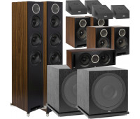 ELAC Debut Reference 11.2 Dolby Atmos Home Theater System Bundle With DFR52 - Pair + DCR52-BK + 4 DBR62 Bookshelf/Surrounds + 2 SUB3030 Sub + 4 A4.2 Atmos Speakers - Black/Walnut