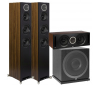 ELAC 7.1 Channel Home Theater System Bundle With Debut Reference DFR52 - Pair - Black/Walnut + DCR52-BK + 4 DBR62 Bookshelf/Surrounds + ELAC Subwoofer SUB3010