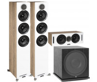 ELAC Debut Reference DFR52 Floorstanding Speaker - Pair - White 3.1 Channel Home Theater System Bundle With DCR52-BK and ELAC Subwoofer SUB3030