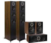 Debut Reference 5 Channel ELAC Home Theater System Bundle - DFR52 Floorstanding Speakers - Pair + DCR52-BK + DBR62-BK-Pair - Black/Walnut