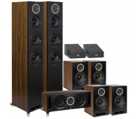 ELAC Debut Reference 9.0 Channel Dolby Atmos Home Theater System Bundle - DFR52 Tower Speakers + DCR52 Center Channel + 4 DBR62 Bookshelf/Surrounds + 2 A4.2 Atmos Speakers- Black/Walnut