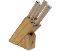 Shun Classic Blonde 5 Piece Starter Knife Block Set: Chef’s, Utility, and Paring Knives with Honing Steel and Block