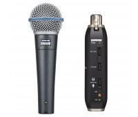 Shure BETA 58A Dynamic Vocal Microphone + X2U Microphone to USB Adapter Bundle