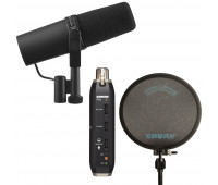 Shure SM7B Vocal Microphone + X2U Microphone to USB Adapter + PS-6 - Popper Stopper Windscreen Bundle