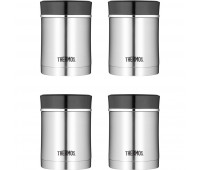 Thermos Stainless Steel Insulated Travel Food Jar With Lid, 16oz, Black - 4 Pack