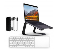 Twelve South bundle with MagicBridge Wireless Keyboard and Trackpad for Apple + Curve Laptop Stand for MacBook + StayGo USB-C Hub