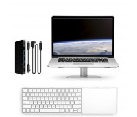 Twelve South bundle with MagicBridge Wireless Keyboard and Trackpad for Apple + HiRise Laptop Stand for MacBook + StayGo USB-C Hub