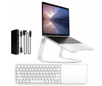 Twelve South bundle with MagicBridge Wireless Keyboard and Trackpad for Apple + Curve SE Laptop Stand For Macbook - White + StayGo USB-C Hub