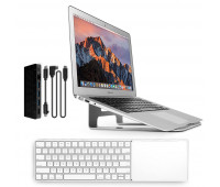 Twelve South bundle with MagicBridge Wireless Keyboard and Trackpad for Apple + ParcSlope Laptop Stand for MacBook - Silver + StayGo USB-C Hub