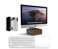 Twelve South bundle with MagicBridge Wireless Keyboard and Trackpad for Apple + HiRise Pro Display Stand for iMac - Gunmetal + StayGo USB-C Hub