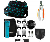 Wahl Professional Animal Bravura Pet, Dog, Cat, and Horse Corded / Cordless Clipper Kit, Turquoise + Wahl Professional Animal 5-in-1 Diamond Blade + Pet Nail Clipper + Wahl Professional Animal Travel and Tote Bag