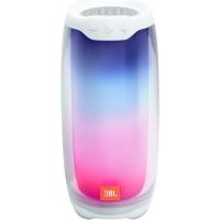 JBL - Pulse 4 Waterproof Portable Bluetooth Speaker with 360 Degree LED Lights, Powerful Sound and Deep Bass, JBL PartyBoost, White