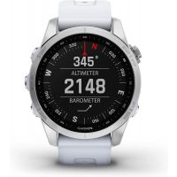 Garmin - Fenix 7S Standard Edition, Rugged Outdoor Bluetooth Touchscreen Smartwatch, Silver with Whitestone Band